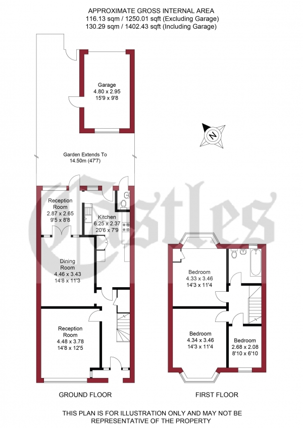 Floor Plan Image for 3 Bedroom Terraced House for Sale in Dorchester Avenue, Palmers Green, N13