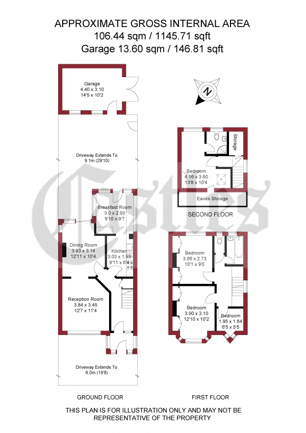 Floor Plan Image for 3 Bedroom End of Terrace House for Sale in Canada Avenue, Edmonton, N18