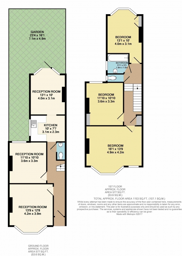 Floor Plan Image for 3 Bedroom Terraced House for Sale in Belmont Avenue N17