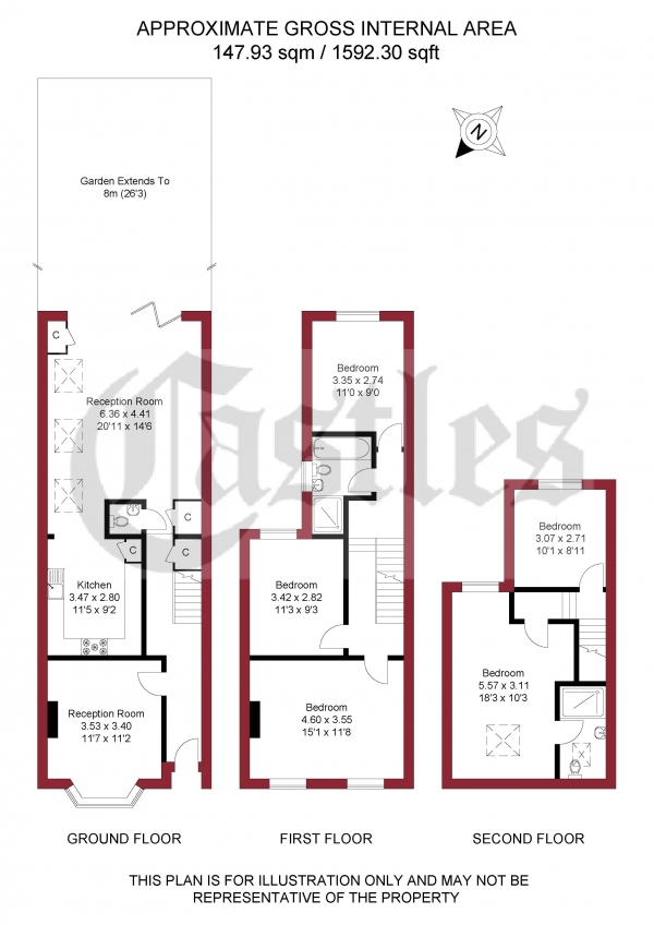 Floor Plan for 5 Bedroom Terraced House for Sale in Queens Road, Bounds Green, N11, N11, 2QJ - Guide Price &pound800,000