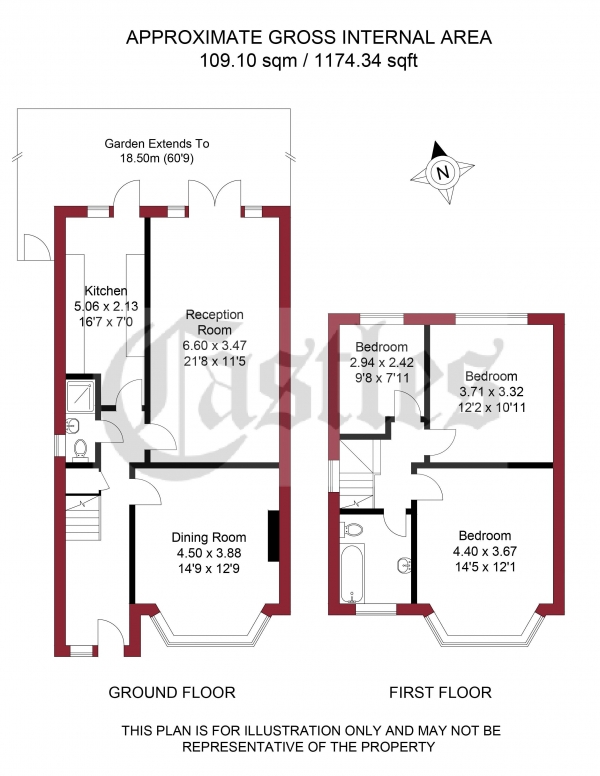 Floor Plan Image for 3 Bedroom Semi-Detached House for Sale in Upsdell Avenue, Palmers Green, N13