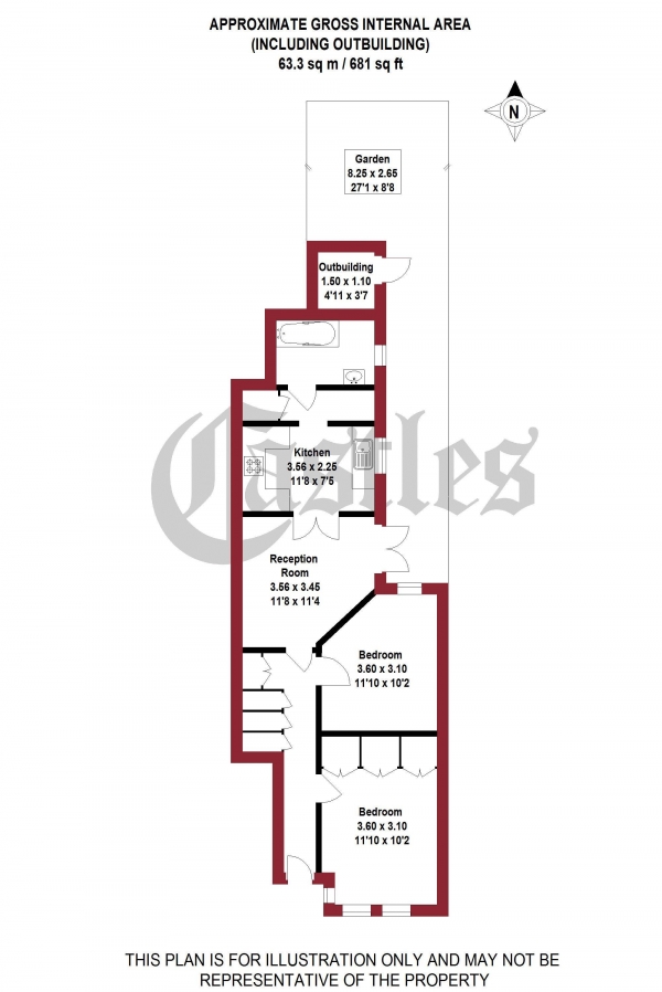 Floor Plan for 2 Bedroom Maisonette for Sale in Lyndhurst Road, Wood Green, N22, 5AY - Offers in Excess of &pound400,000