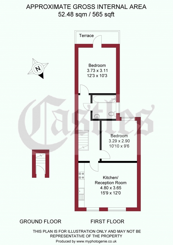 Floor Plan for 2 Bedroom Apartment for Sale in Goring Road, Bounds Green, N11, N11, 2BU - Offers in Excess of &pound375,000