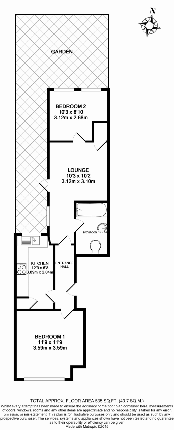 Floor Plan Image for 2 Bedroom Apartment for Sale in Lascotts Road, Bowes Park, N22