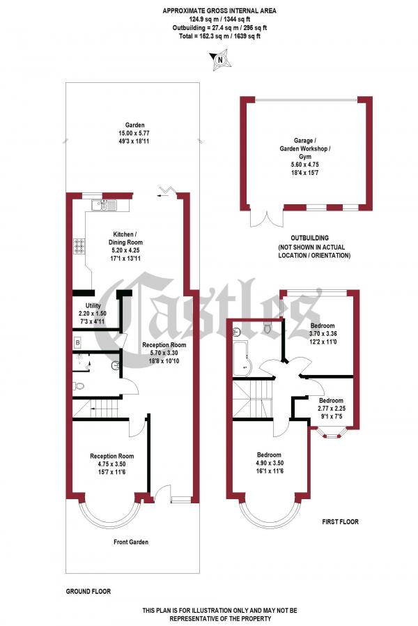 Floor Plan Image for 3 Bedroom Property for Sale in Chequers Way, Palmers Green, N13