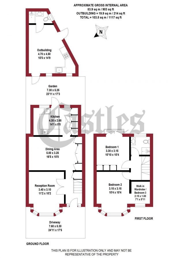 Floor Plan Image for 3 Bedroom Terraced House for Sale in Harlow Road, Palmers Green