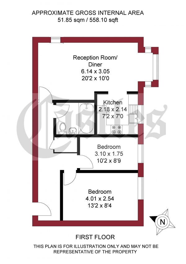 Floor Plan Image for 2 Bedroom Apartment for Sale in Medesenge Way, London, N13