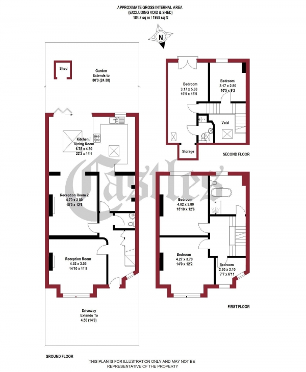 Floor Plan Image for 5 Bedroom Terraced House for Sale in Spencer Avenue, London