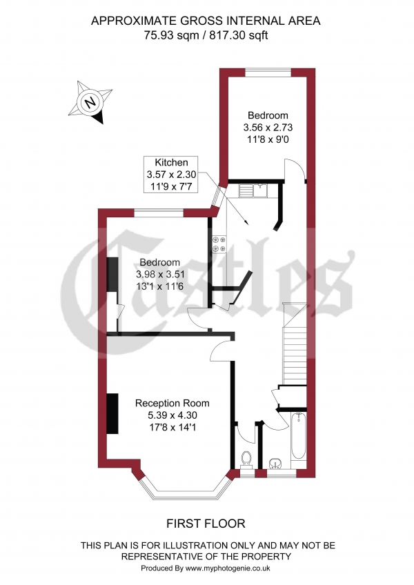 Floor Plan Image for 2 Bedroom Apartment for Sale in Fox Lane, Palmers Green, N13