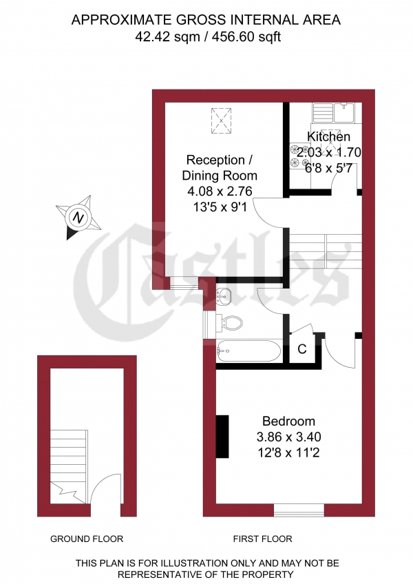 Floor Plan Image for 1 Bedroom Apartment for Sale in Lascotts Road, London, N22