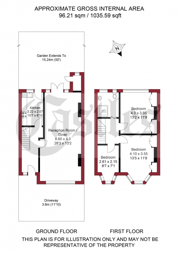 Floor Plan Image for 3 Bedroom Terraced House for Sale in Princes Avenue, London, N13