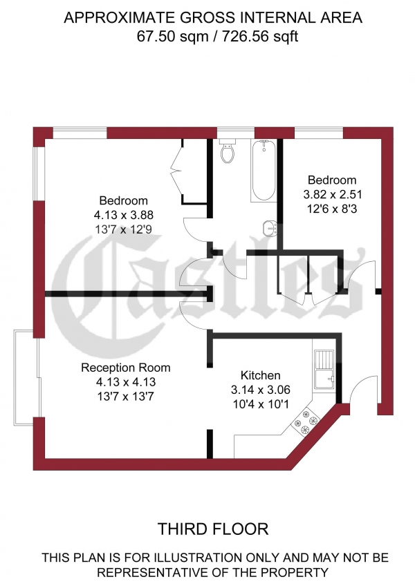 Floor Plan Image for 2 Bedroom Apartment for Sale in Winkfield Road, London, N22