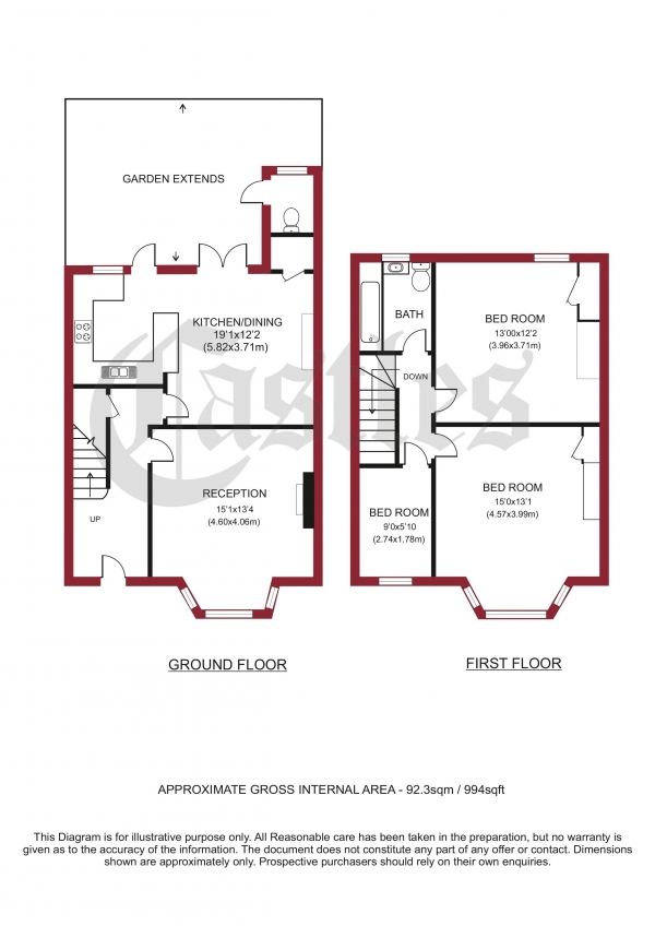 Floor Plan for 3 Bedroom Terraced House for Sale in Warwick Road, London, N11, N11, 2SP -  &pound685,000