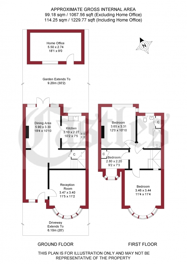 Floor Plan Image for 3 Bedroom Terraced House for Sale in Pasteur Gardens, London, N18