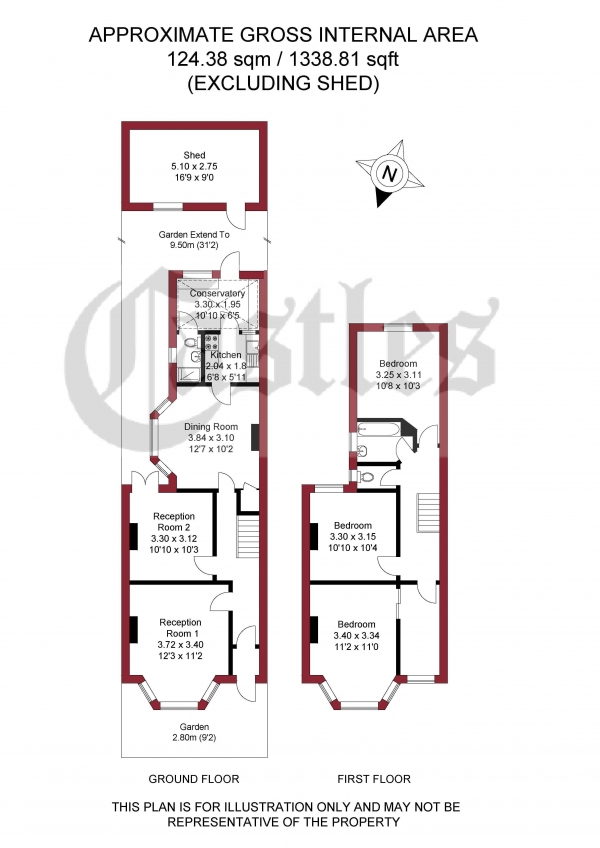 Floor Plan Image for 3 Bedroom Terraced House for Sale in Sirdar Road, London, N22