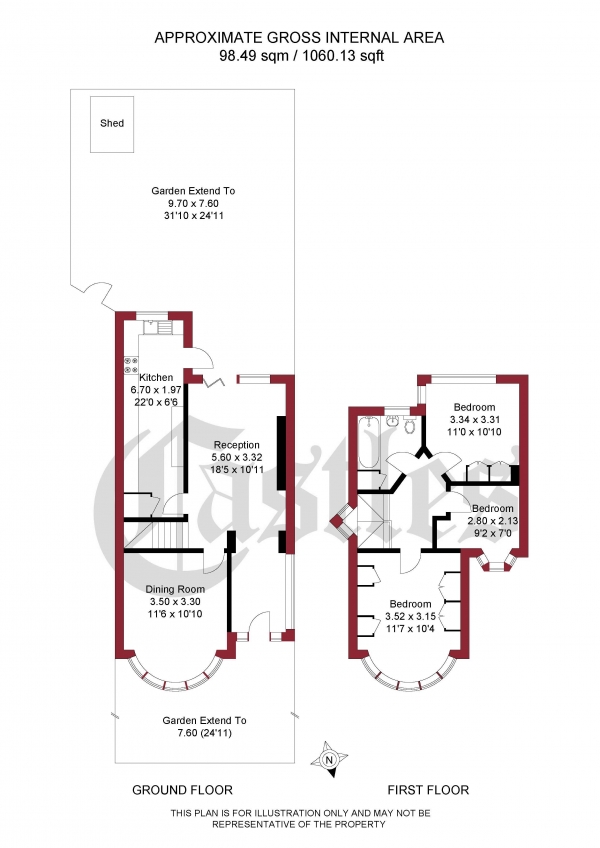 Floor Plan Image for 3 Bedroom Semi-Detached House for Sale in Pasteur Gardens, London, N18