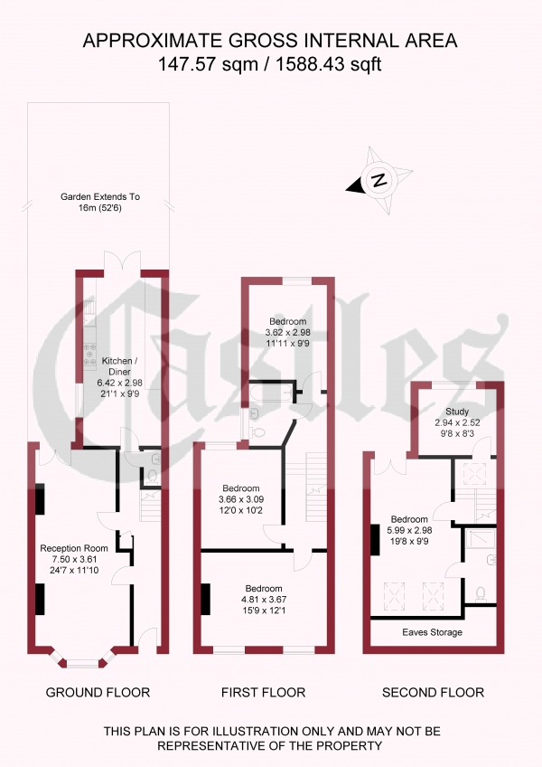 Floor Plan Image for 5 Bedroom Terraced House for Sale in Cheshire Road, Bowes Park, N22