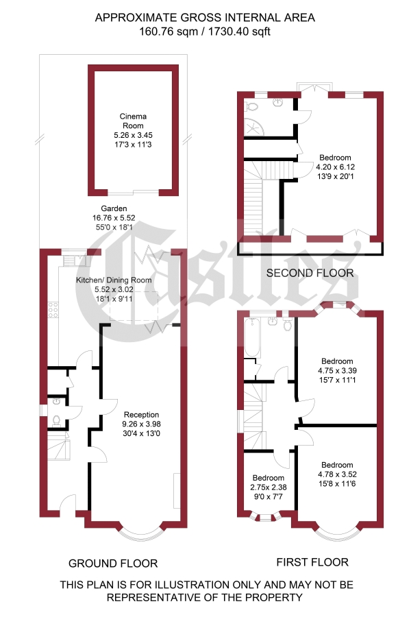 Floor Plan Image for 4 Bedroom End of Terrace House for Sale in Norfolk Avenue, London, N13