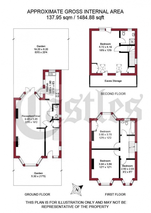 Floor Plan Image for 4 Bedroom Terraced House for Sale in Hawthorn Avenue, London, N13