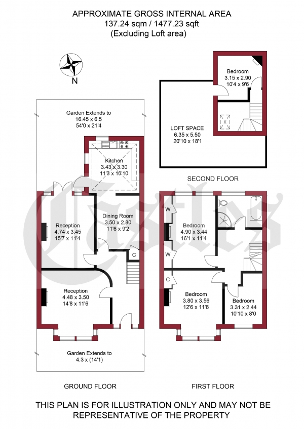 Floor Plan for 4 Bedroom Terraced House for Sale in Belsize Avenue, Palmers Green, N13, N13, 4TL - Guide Price &pound750,000