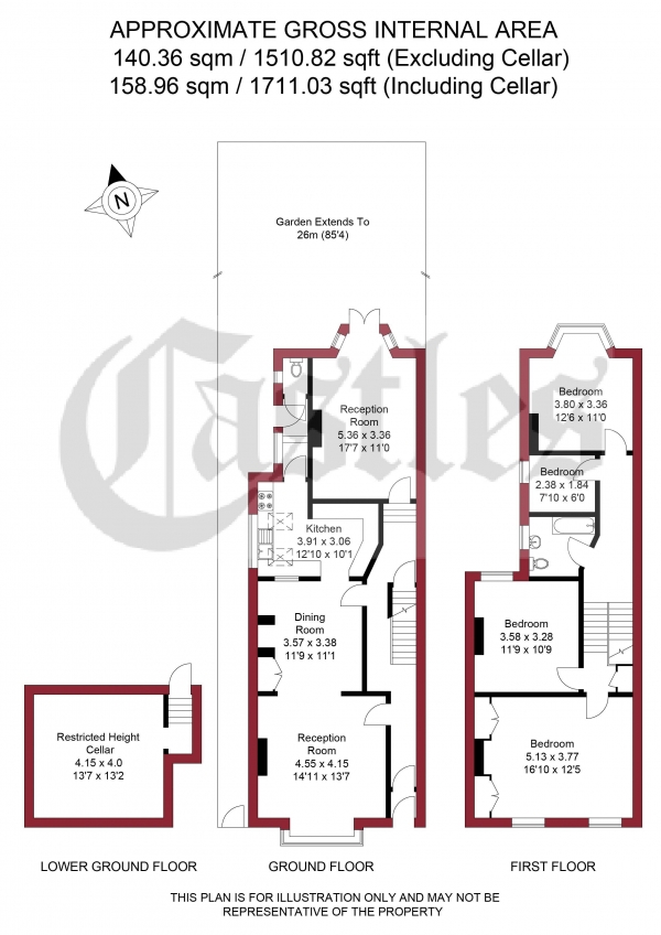 Floor Plan Image for 4 Bedroom Terraced House for Sale in Elmdale Road, London, N13