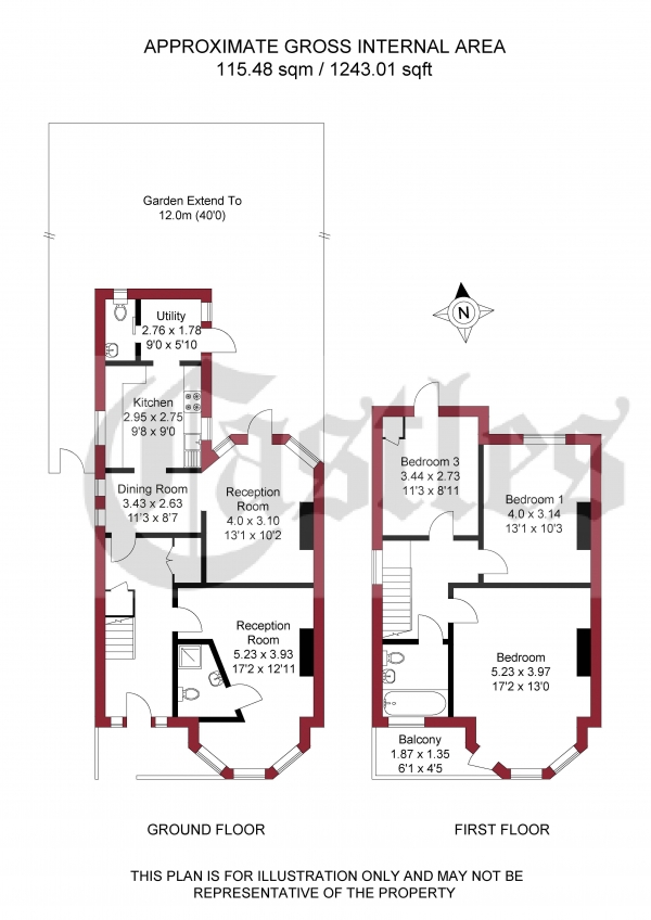 Floor Plan for 3 Bedroom Semi-Detached House for Sale in Sylvan Avenue, London, N22, N22, 5JA -  &pound635,000
