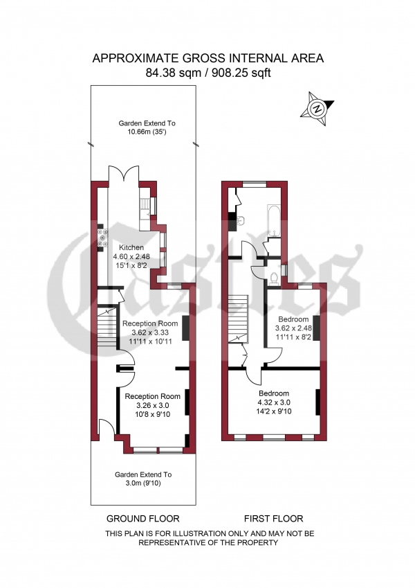 Floor Plan Image for 2 Bedroom Terraced House for Sale in Lymington Avenue, London, N22