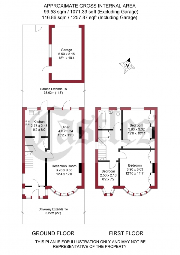 Floor Plan Image for 3 Bedroom Terraced House for Sale in North Circular Road, Palmers Green, N13