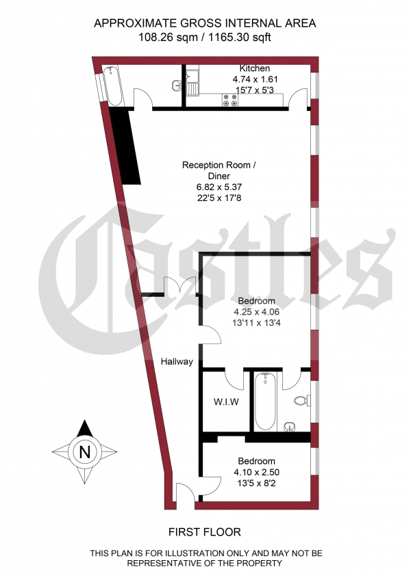 Floor Plan Image for 2 Bedroom Apartment for Sale in Spencer Avenue, London, N13