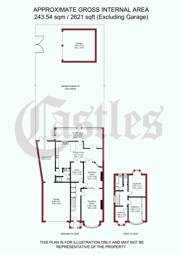 Floor Plan Image for 3 Bedroom Terraced House for Sale in Norfolk Avenue, Palmers Green, N13