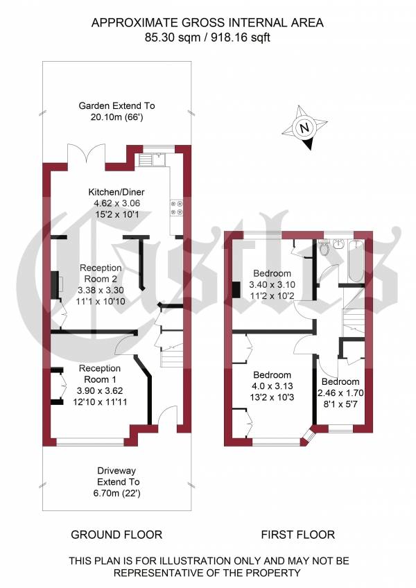 Floor Plan Image for 3 Bedroom Terraced House for Sale in Norfolk Avenue, Palmers Green, N13