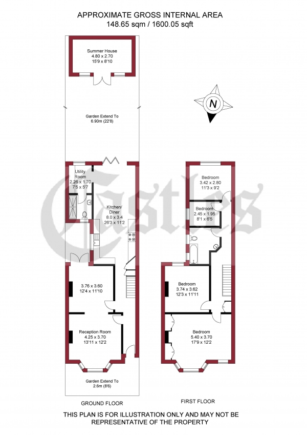 Floor Plan Image for 4 Bedroom Terraced House for Sale in Arcadian Gardens, London, N22