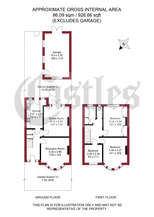 Floor Plan Image for 3 Bedroom Terraced House for Sale in Ashley Gardens, London, N13