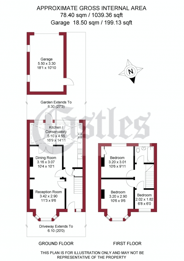 Floor Plan Image for 3 Bedroom Terraced House for Sale in Pembroke Road, Palmers Green, N13