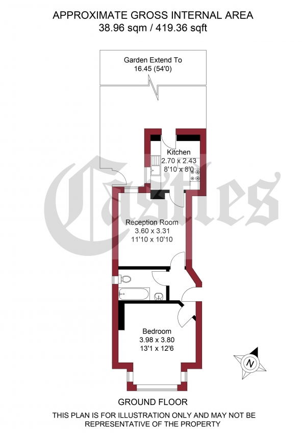 Floor Plan Image for 1 Bedroom Apartment for Sale in Sidney Avenue, Palmers Green, N13