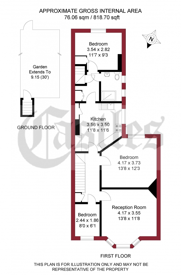 Floor Plan Image for 3 Bedroom Maisonette for Sale in Lyndhurst Road, London, N22