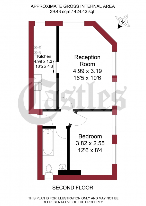 Floor Plan Image for 1 Bedroom Apartment for Sale in Lordship Lane, London, N22