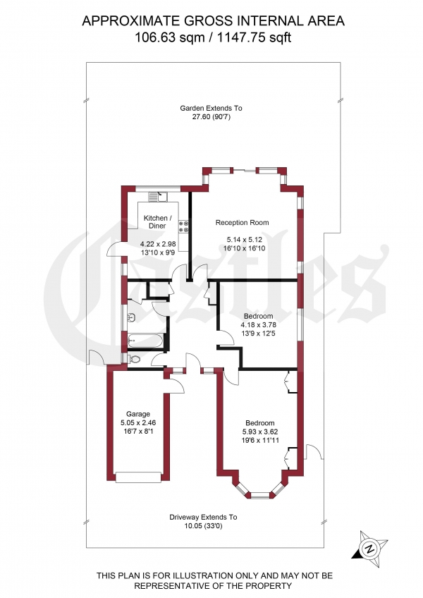 Floor Plan Image for 2 Bedroom Detached Bungalow for Sale in Woodland Way, Winchmore Hill, N21