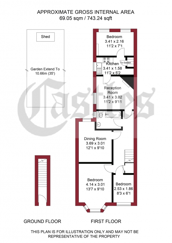 Floor Plan Image for 2 Bedroom Maisonette for Sale in Maryland Road, London, N22