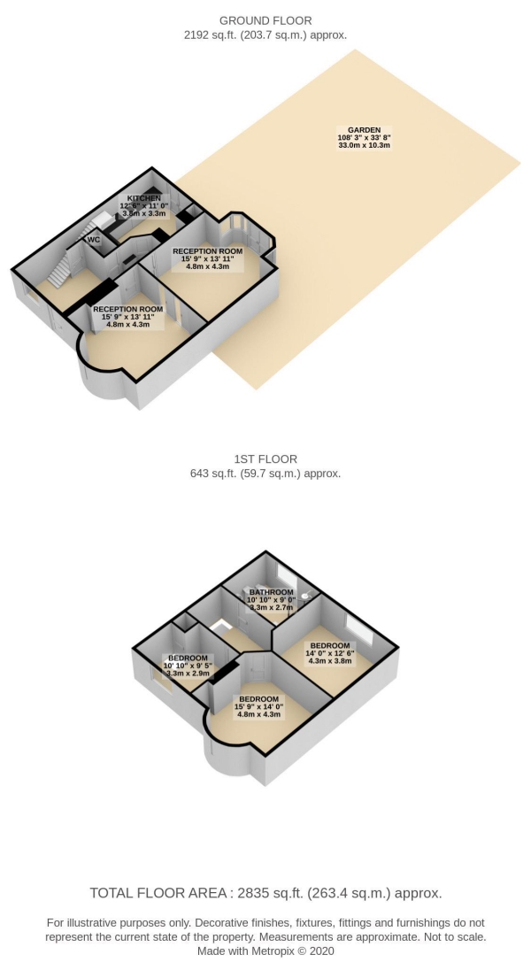 Floor Plan for 3 Bedroom Semi-Detached House for Sale in Honey Lane, Waltham Abbey, EN9, EN9, 3AU -  &pound550,000