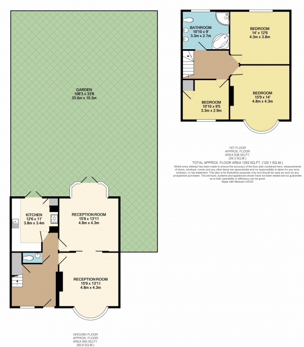 Floor Plan for 3 Bedroom Semi-Detached House for Sale in Honey Lane, Waltham Abbey, EN9, EN9, 3AU -  &pound550,000