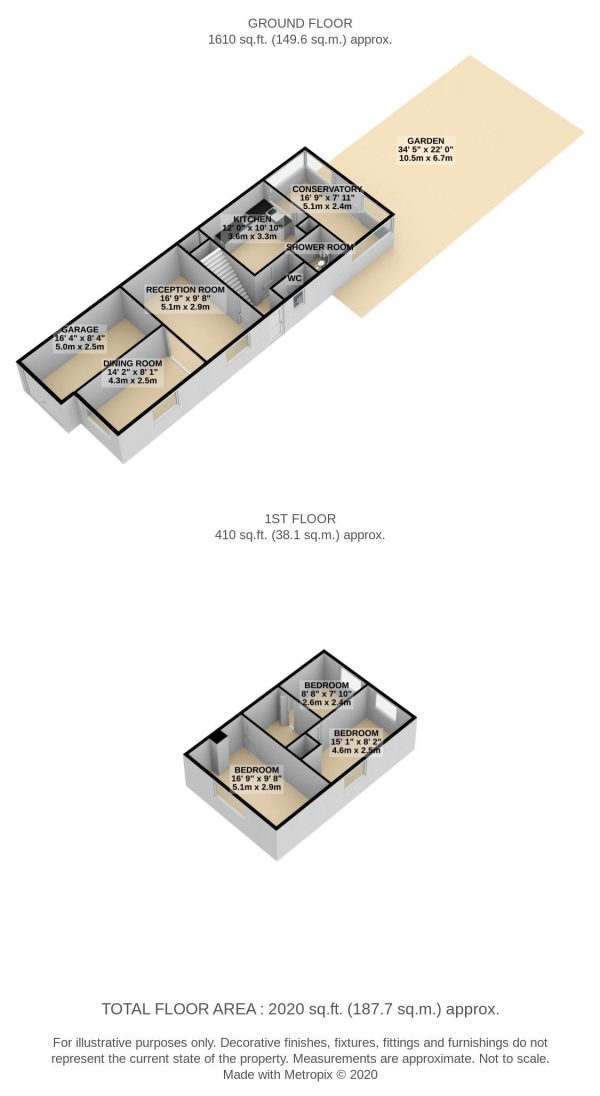 Floor Plan for 3 Bedroom Semi-Detached House for Sale in Elm Close, Waltham Abbey, EN9, EN9, 1SQ -  &pound420,000