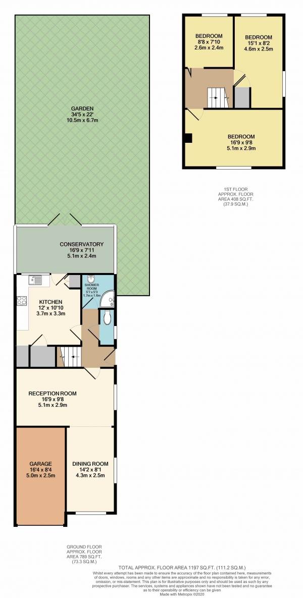 Floor Plan for 3 Bedroom Semi-Detached House for Sale in Elm Close, Waltham Abbey, EN9, EN9, 1SQ -  &pound420,000