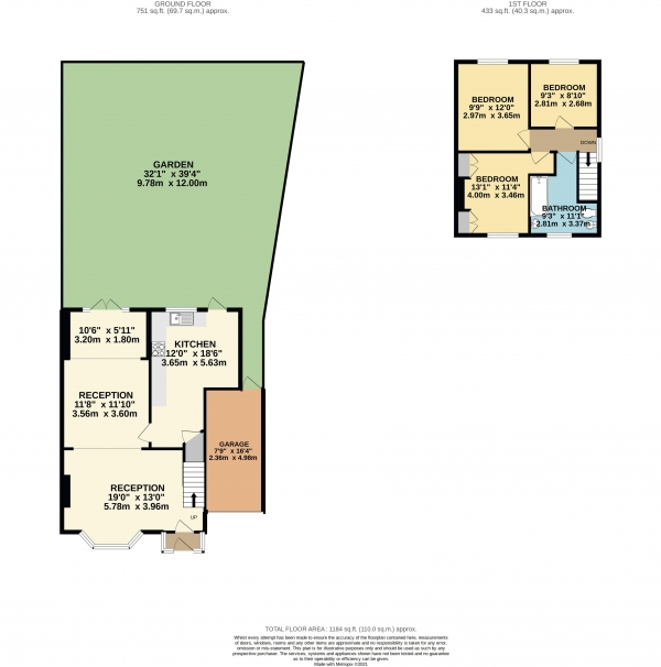 Floor Plan Image for 3 Bedroom Semi-Detached House for Sale in Monkswood Avenue, Waltham Abbey, Essex, EN9