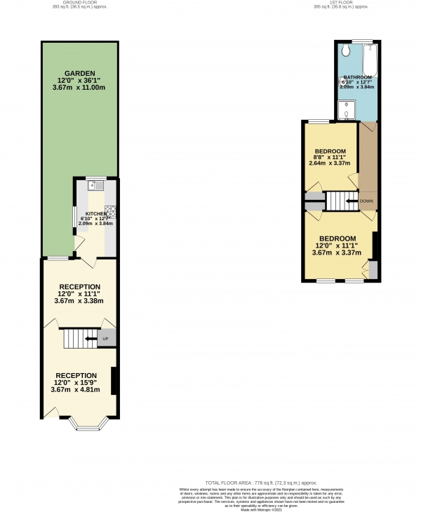 Floor Plan Image for 2 Bedroom Terraced House for Sale in Rounton Road, Waltham Abbey, Essex, EN9