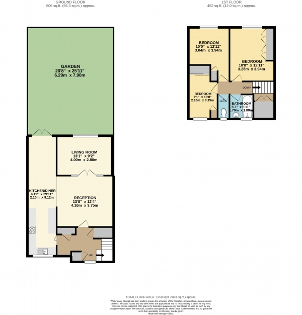 Floor Plan Image for 3 Bedroom Terraced House for Sale in Milhoo Court, Waltham Abbey, Essex, EN9