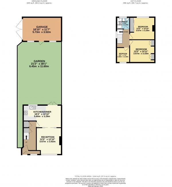 Floor Plan Image for 3 Bedroom End of Terrace House for Sale in Butlers Drive, Chingford, London, E4