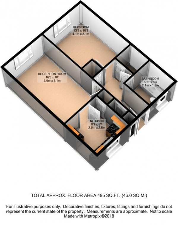 Floor Plan Image for 1 Bedroom Apartment for Sale in Badburgham Court, Waltham Abbey, Essex, EN9