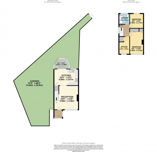 Floor Plan Image for 3 Bedroom End of Terrace House for Sale in Chequers Walk, Waltham Abbey, Essex, EN9