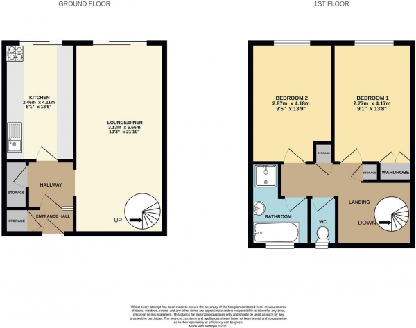 Floor Plan Image for 2 Bedroom Terraced House for Sale in Fishers Close, Waltham Cross, Herts, EN8